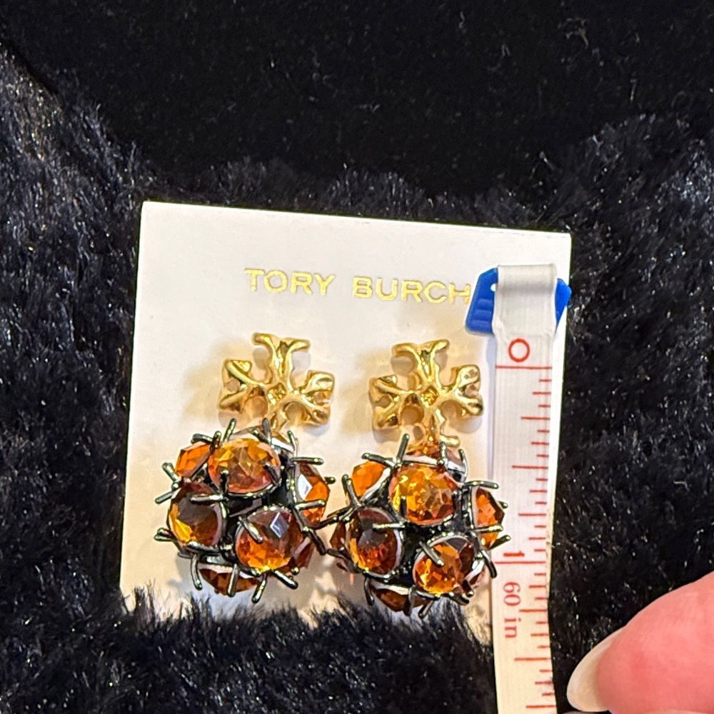 Tory Burch Roxanne crystal drop earrings in an orange color - Picture 4 of 4